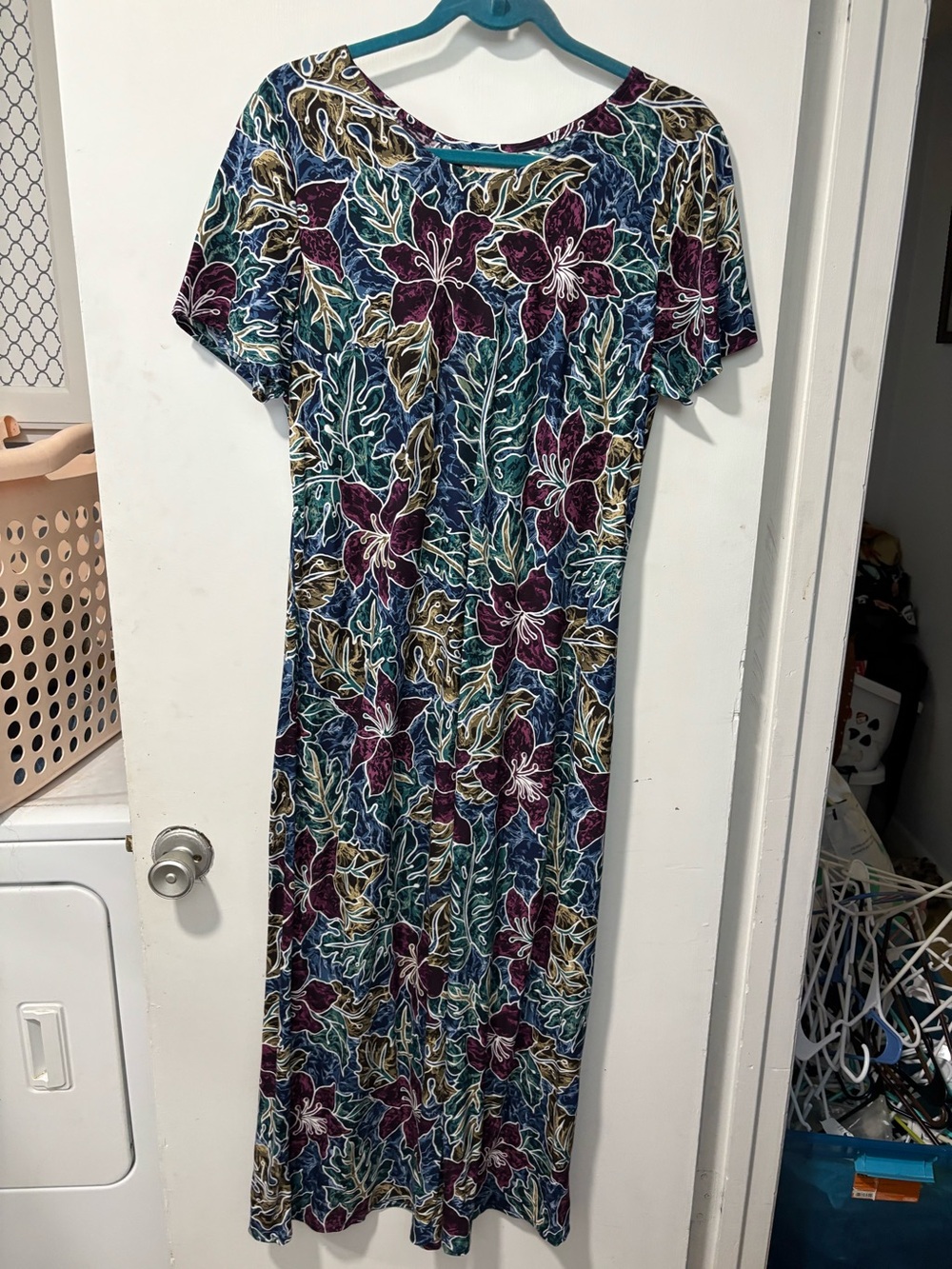 Hilo Hattie The Hawaiian Original Floral Hawaiian Short Sleeve Maxi Dress Sz L